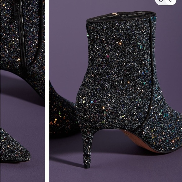 Schutz Glitter Ankle Boots Black Sequin Sparkle Leather Anthropologie Sz 6 - Picture 4 of 14